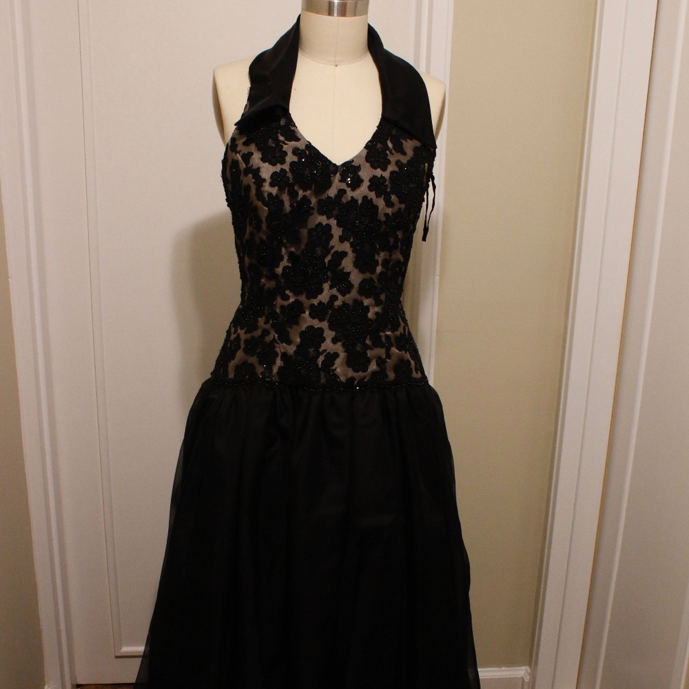 Custom Made | Halter Gown w/ Lace Bodice